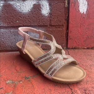 Elegant Pink Wedge Sandals